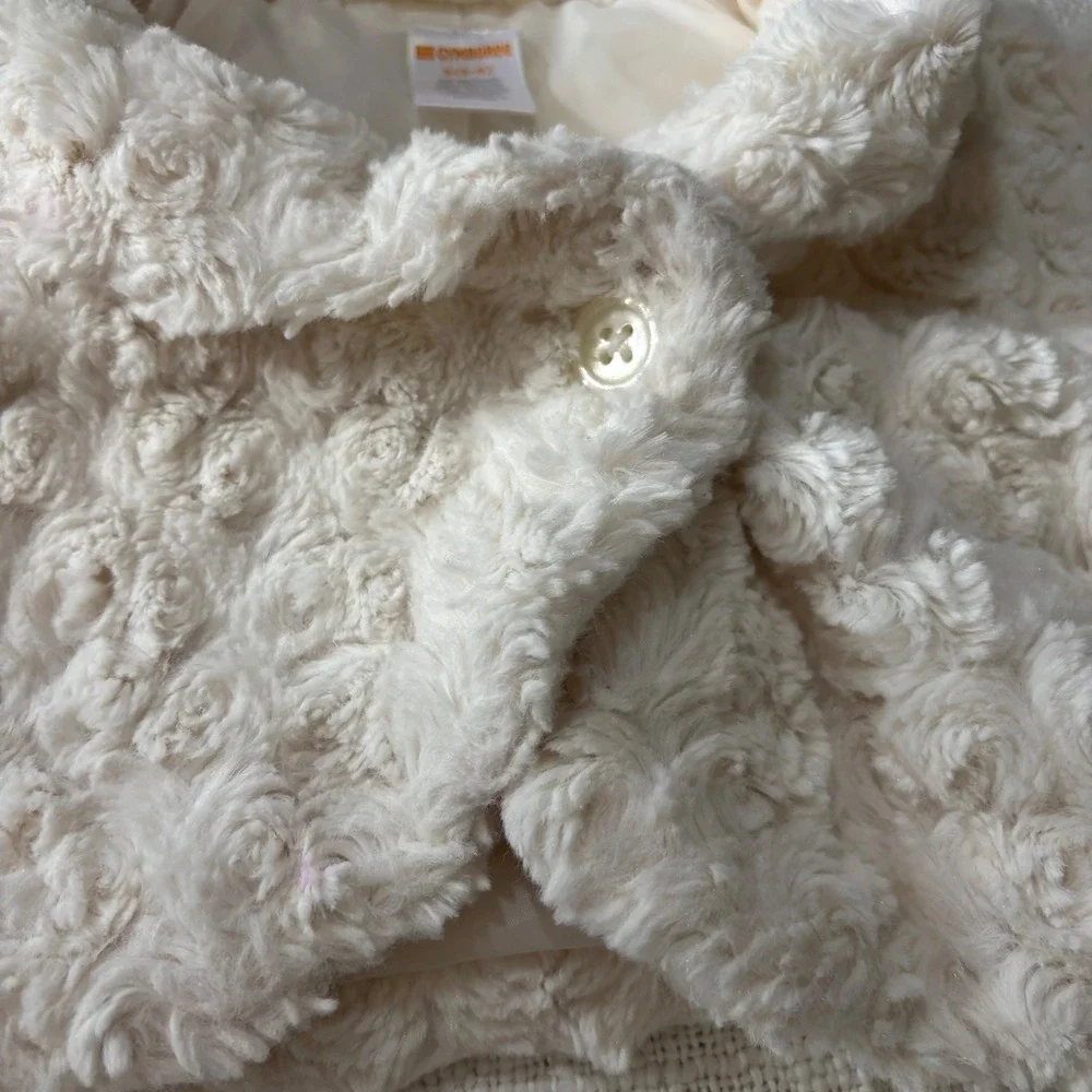 Gymboree Girls Faux Fur Bolero Shrug Bundle Black Rhinestone Ivory Rosette S 5-6